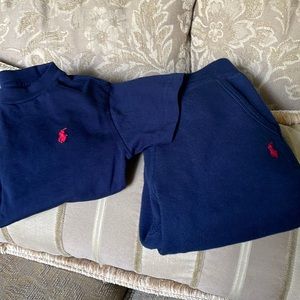 Dark blue Polo Ralph Lauren T-Shirt and sweat pants.
